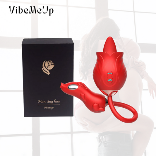 VibeMeUp® Rose Doppelkopf-Zungenleckvibration